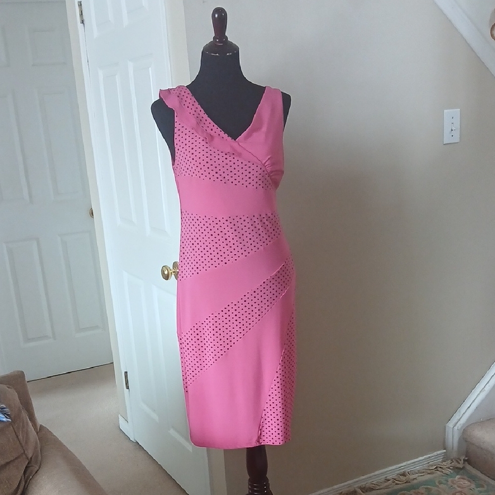 Gilani Chic Pink Polka Dot Midi Dress